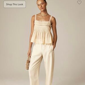 J. Crew Pleated Ramie Lace-Trim Tank Top XS